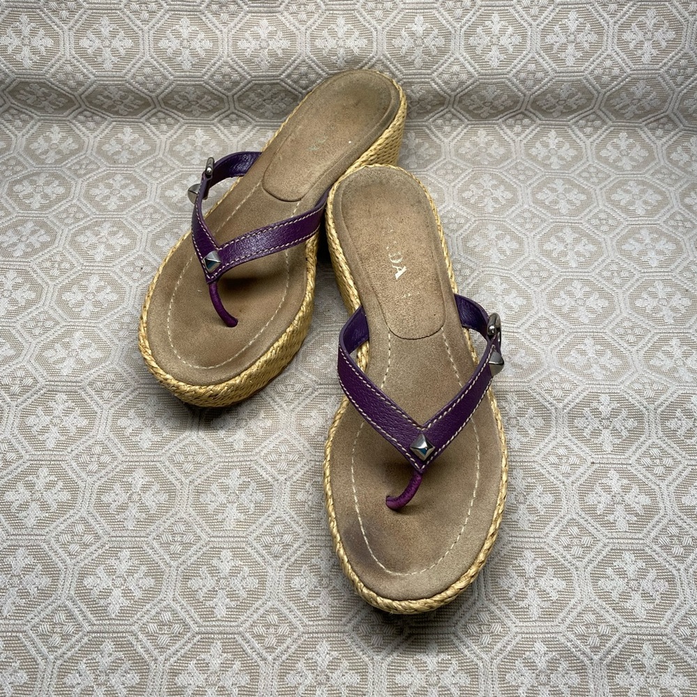 Prada woven wedge sandals